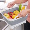 Square Vegetable Washing Basin Kitchen Sink Storage Basket Portable Practical Folding Basket Large Capacity Household Baskets