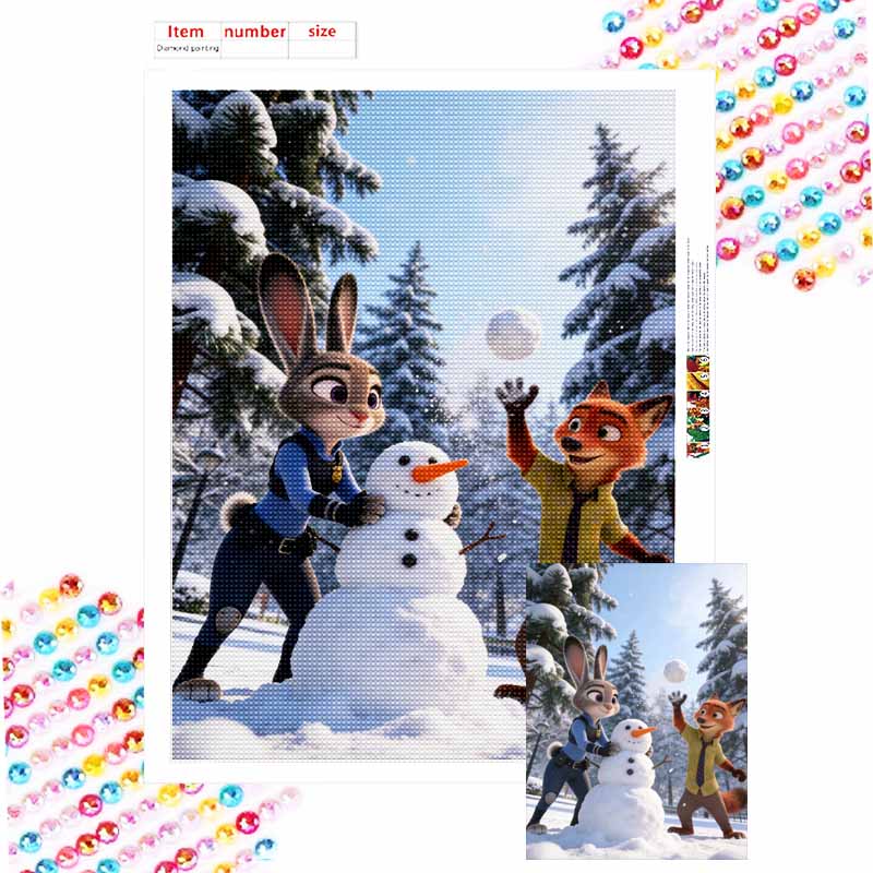 Disney themed diamond painting kit Zootopia characters handmade diy5D home decoration gift Round 20x30cm