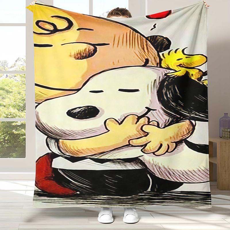 Cute Snoopy Dog Cartoon Flannel Blanket,Ultra Soft Warm Plush Throw for Home Bedroom Bed Sofa Cover Camping Picnic gift