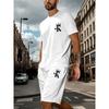 2026 New Summer Men's Casual Loose-Fit Set Two-Piece Set with Oversized Letter Print Round-Neck Short-Sleeve Top and Shorts