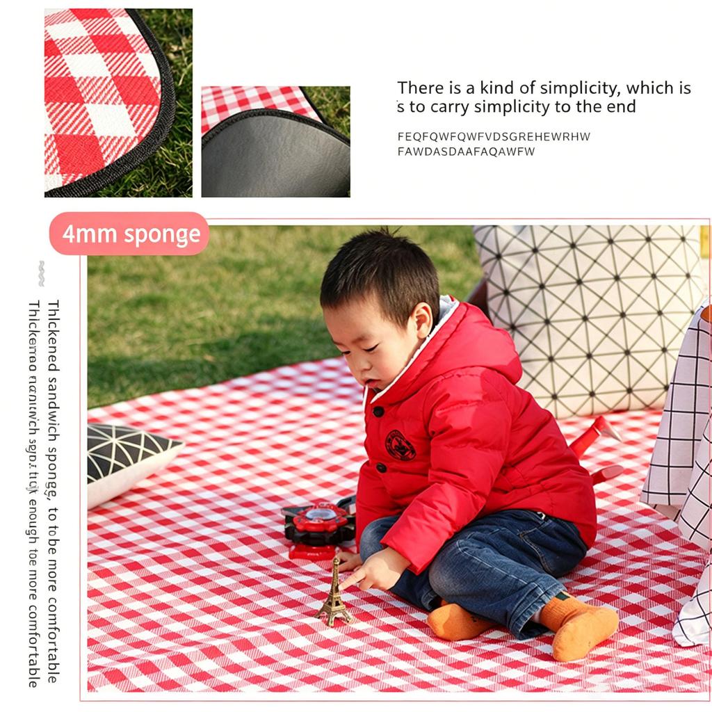 Portable Large Picnic Blanket Waterproof Sandproof Beach Mat, Sponge Outdoor Camping Mat, Large Lawn Mat for Park Beach Travel Hiking Family Gathering