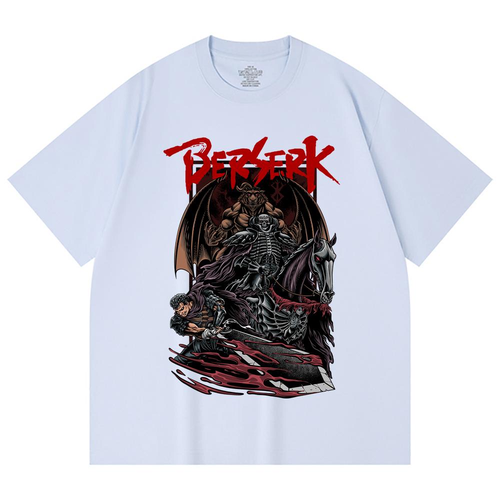 230 Gsm 100% Cotton Berserk V4 Skull Knight Print Unisex Heavy Cotton T Shirt