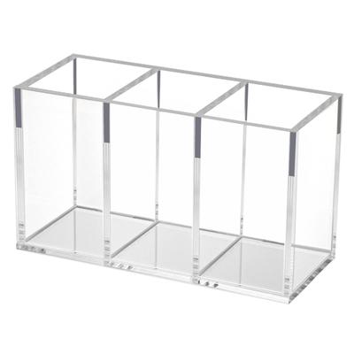 Porte-stylo NIUBEE, 3 compartiments, Acrylique transparent, Support pour stylos, Boîte de rangement pour cosmétiques, Rangement de bureau pour papeterie, pinceaux de maquillage et autres petits
