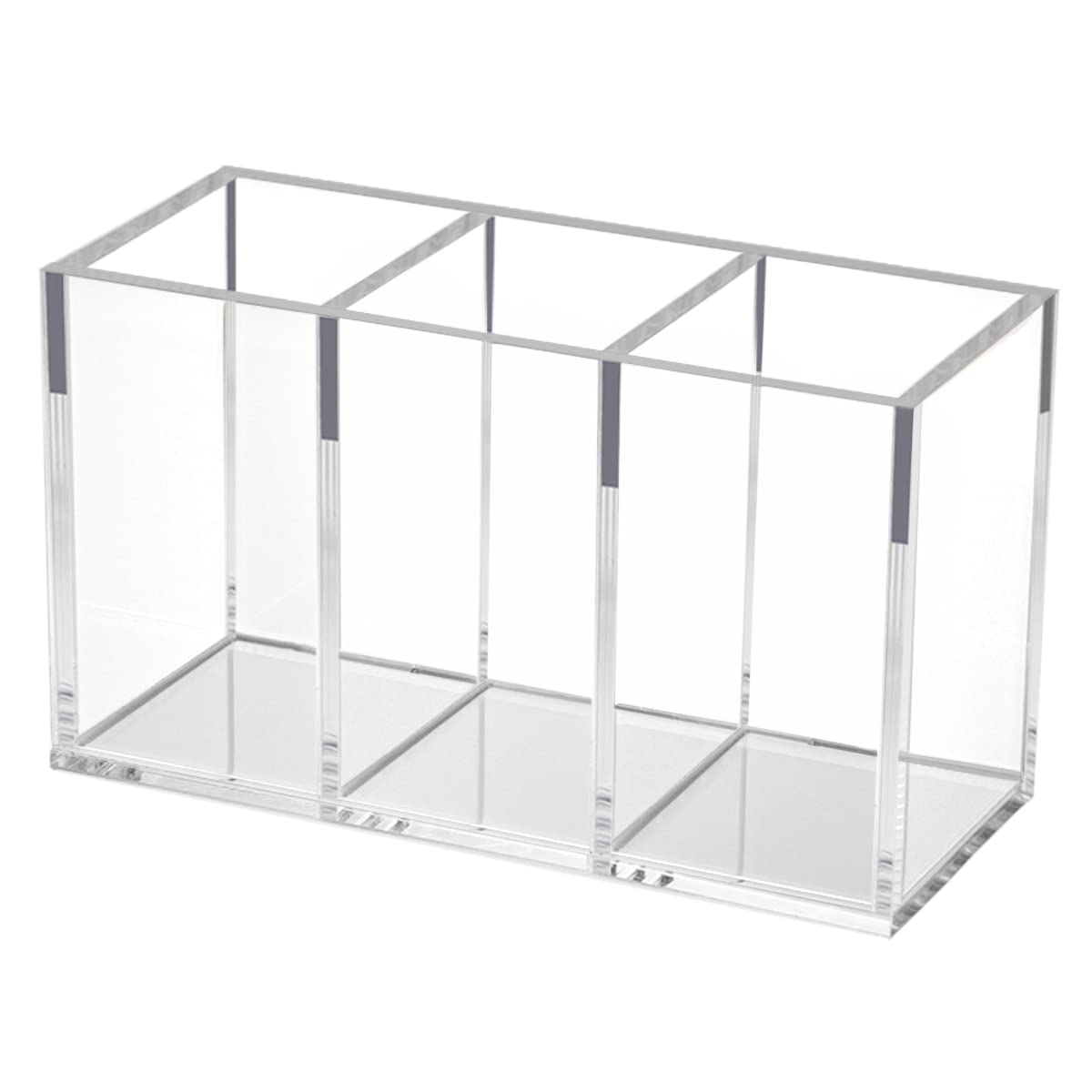 

NIUBEE Pen Holder, 3 Compartments, Clear Acrylic, Pen Stand, Cosmetic Storage Box, Desktop Storage for Stationery, Makeup Brushes, and Other Small