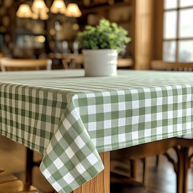 Italian Green Checkered Tablecloth 140X240Cm Italian Parisian Checkered White Green