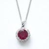 [Your and My Jewelry Box] Ruby Necklace Pendant, Synthetic Ruby 2.0 Carat, Luxurious CZ Surround [July Birthstone] 14206 [Jewelry] [Gift Wrapped]