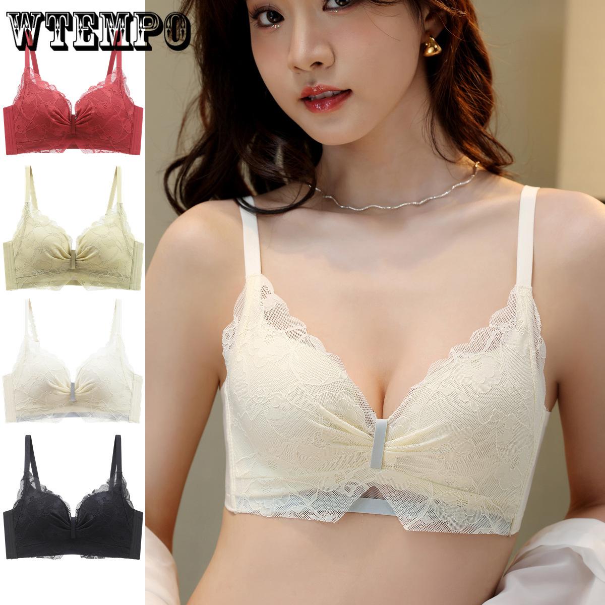 

French Style Lingerie for Women Gathered Together Gathered with Breasts Anti Sagging Bra No Steel Hoop Support Comfortable Lace Bra 38/85B бежевий