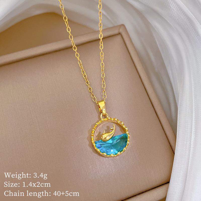 Náhrdelník Bear Heavy Industry Dámsky Medený Mikro-Inkrustovaný Pravým Zlatom Galvanicky Pokovovaný Jemná Kľúčna Kosť Retiazka Retiazka na Krk