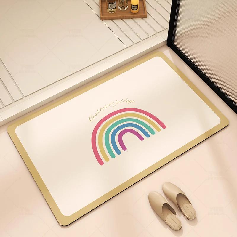 Bathroom Absorbent Floor Mat, Diatom Mud Quick-drying Mat, Toilet Door Carpet, Toilet Anti-skid and Anti-drop Foot Mat