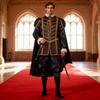 Elizabeth Costume Royal Prince Suit With Digital Print For Stage Performance