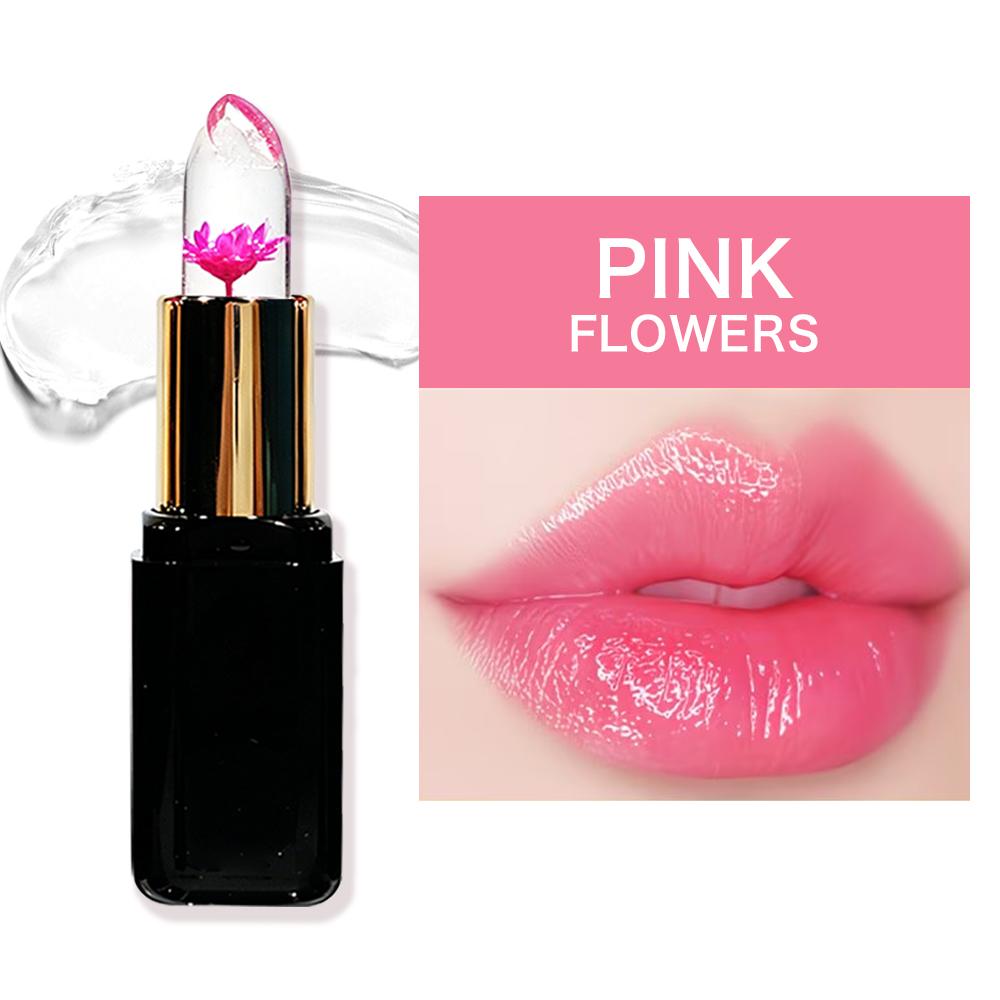 HISYI Crystal Changing Petal Lipstick, Jelly Lip Balm, Moisturizing Long Lasting Non-Stick Cup Glossy Lip Makeup for Women
