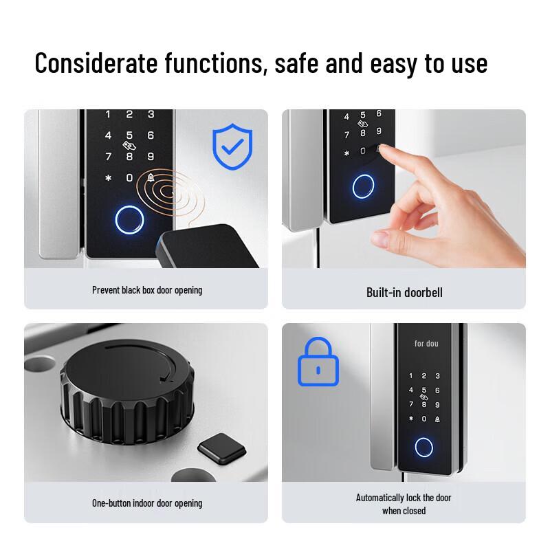 Deli AL107 Smart Glass Door Fingerprint Lock CN plug (adapter included)