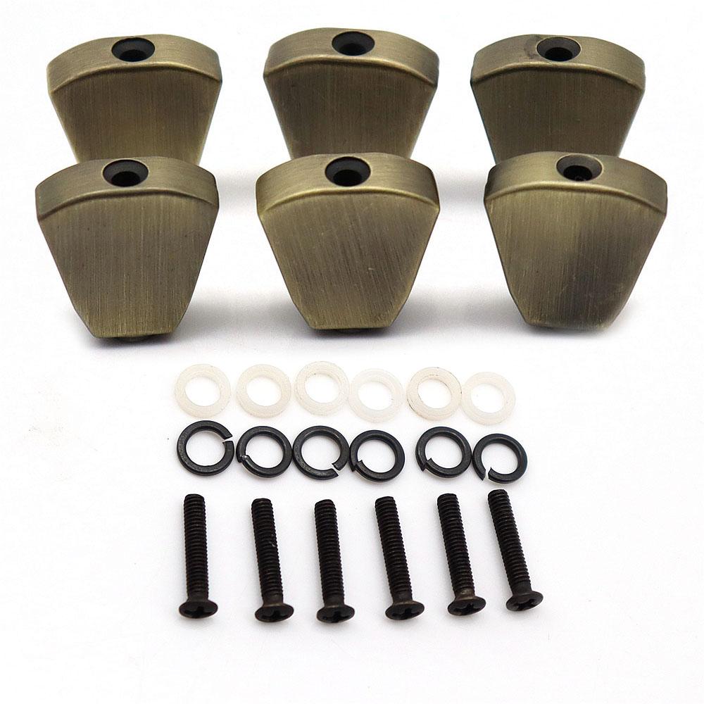 6pcs Electric Guitar Tuners Handle Button Head Hat Handle Metal Trapezoid Hand