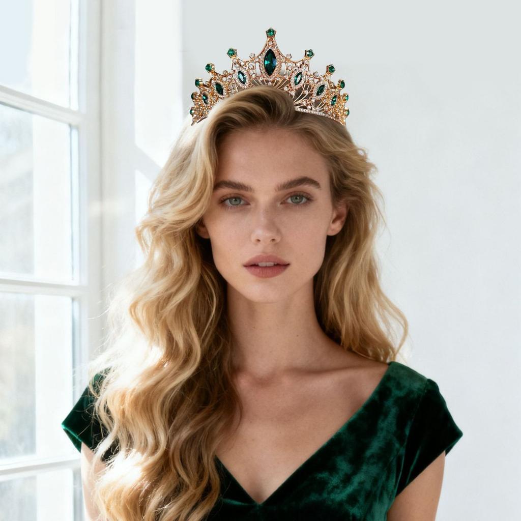 Europäische und Amerikanische Brautkrone Kopfschmuck Augenform Barock Luxus Passend zum Hochzeitskleid Krone Brautkrone