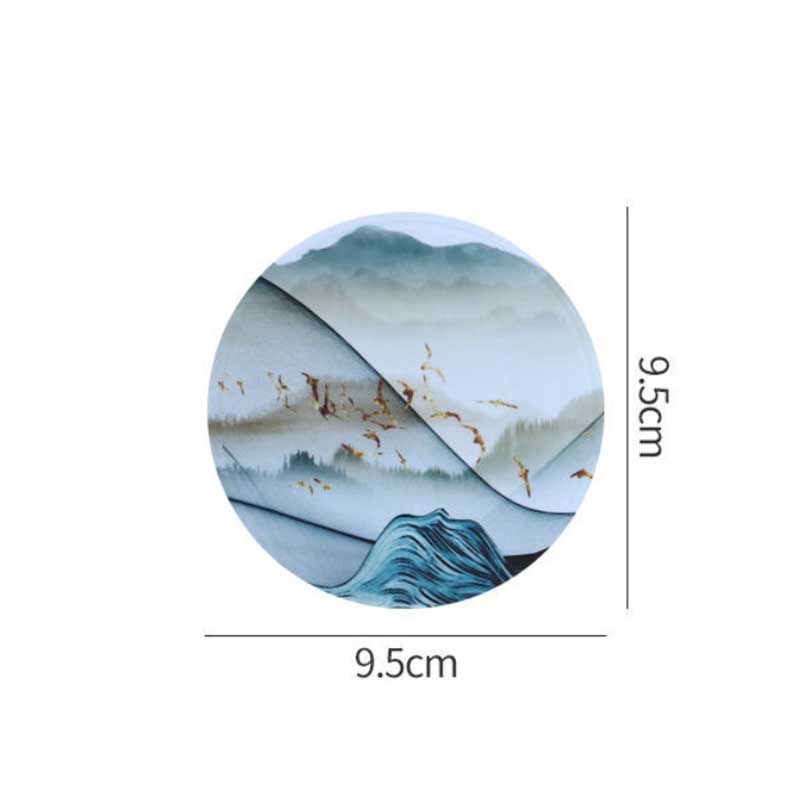 

4 шт. ПВХ Резиновые Подставки Подстаканники Пейзажный Узор Подставка Защита от Ожогов Настольная Подкладка Кухонная Подставка Под Кастрюлю Круглая Подкладка Под Тарелку 1pc(9.5*9.5cm) синий