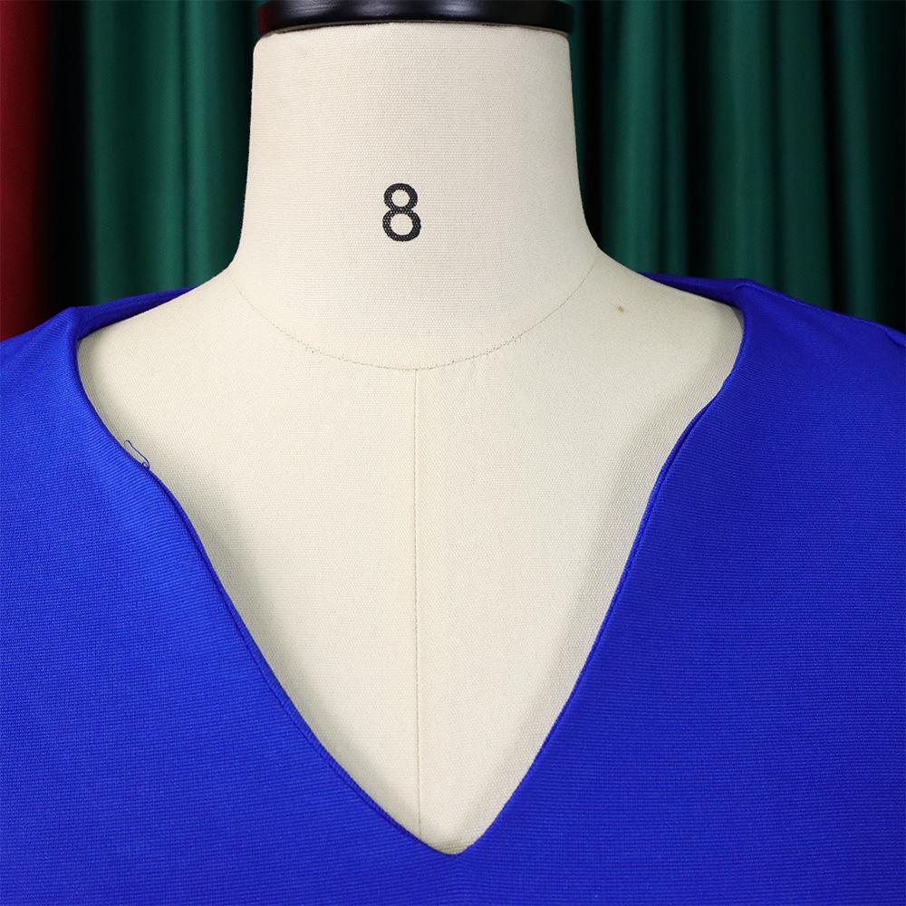 Velká velikost Ženy Jaro Podzim Rozparek Dlouhé rukávy Šaty s výstřihem do V Dámská móda Jednodílné šaty s pouzdrem