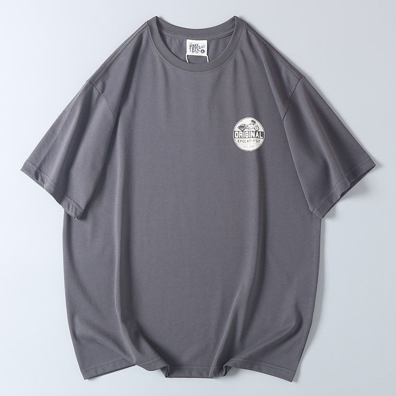 Fashionable American-Style Printed Short-Sleeve T-Shirt for Men, Summer Casual Round-Neck Top, Export Surplus with Tags Removed