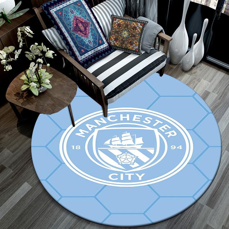 MCFC Pattern Round rug,Carpet Rug for Living Room Bedroom Playroom ,Non-slip Floor Mat,Holiday Gifts and Birthday Gifts.