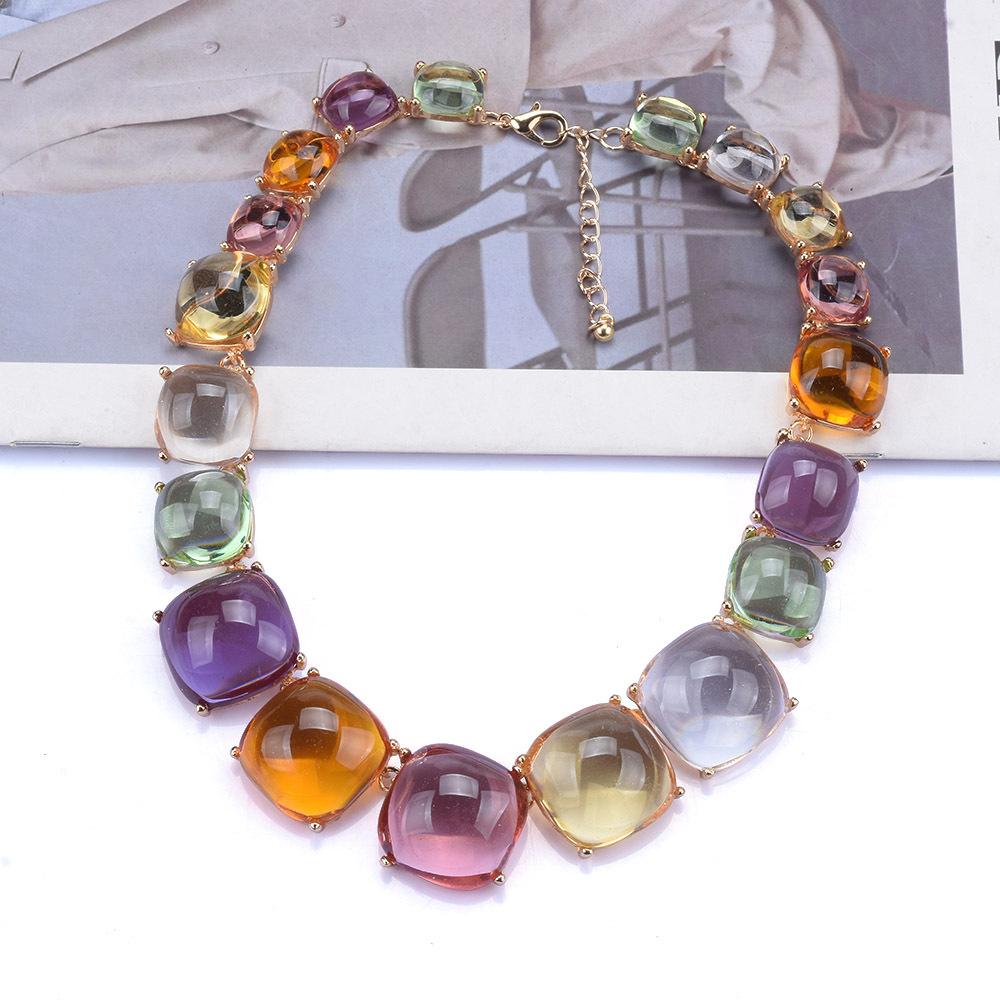 Exaggerated Color Resin Alloy Collarbone Chain Women'S Fashion Necklace
