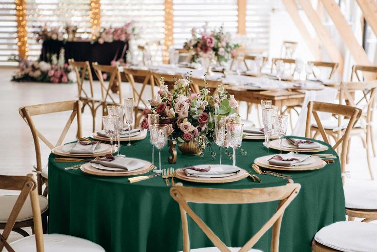 Round Tablecloth, Matte Velvet, 320Cm, Bottle Green