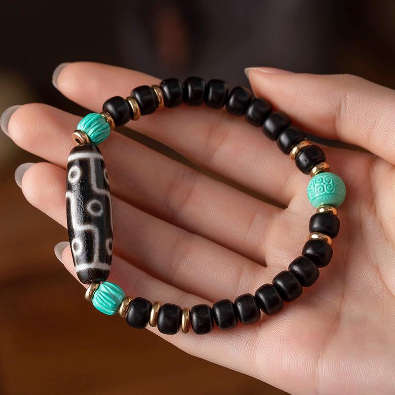 

Turquoise pattern beads, agate nine-eye dzi beads, coconut shell Bodhi beads bracelet, unisex cultural and artistic bracelet