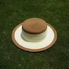 French Retro White Khaki Flat Top Top Hat Women'S Summer Sunshade Vacation Beach Outing Straw Hat Wide Brim Contrasting Colors