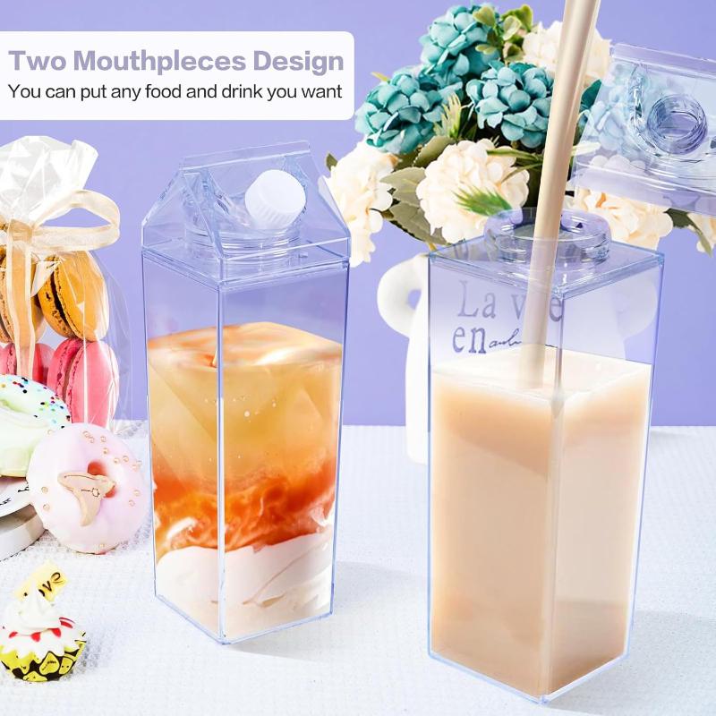 750Ml Transparent Milk Bottle Water Box Square Milk Coffee Juice Tea Cup Transparent Milk Storage For Outdoor Sports Camping Gym