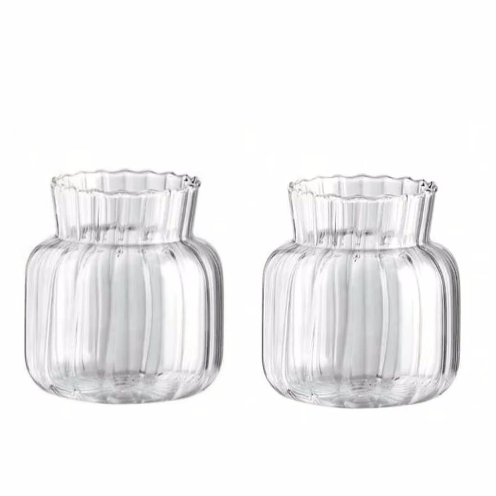 1/2pc Transparent Glass Vases Striped Hydroponic Plant Flower Pot  Living Room Bedroom Floral Plant Bottle Desktop Vase Decor