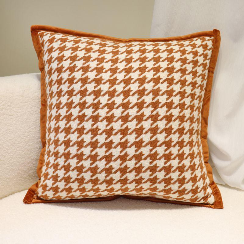 

Accessible Luxury Orange Pillow Scandinavian Ins Orange Cushion Cover Modern Minimalist Furnishings Fabric Craft Pillow Classic Houndstooth Orange edging houndstooth 45*45 (pillowcase)