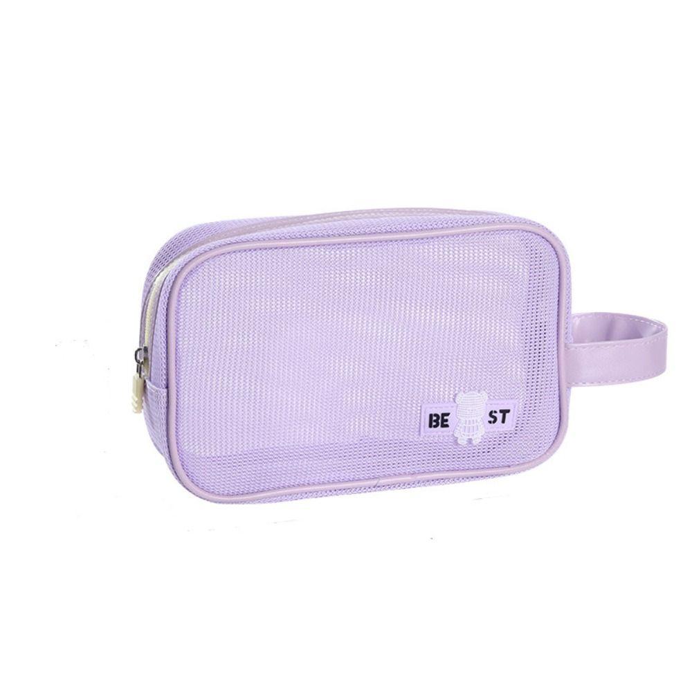 Zipper Mesh Makeup Bag Large Capacity Toiletry Storage Bag Casual Transparent Cosmetic Bag  Holiday