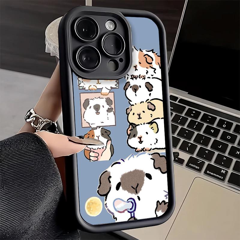 Phone Case for iPhone 17 Air 16E 15 16 Pro Max Cartoon Cute Hamster Cover 14 Plus 13 12 Mini Soft Shell Silicone Fundas