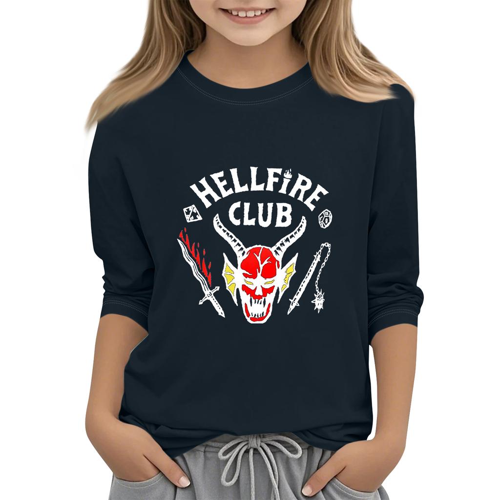 Kinder Mode Dreiviertelärmel Rundhals Bedrucktes Lässiges T-Shirt Top