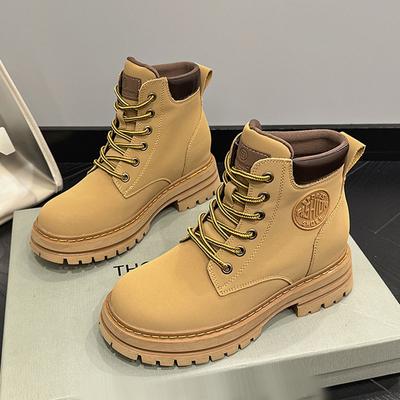 Neue Schuhe für Frauen Stiefel Klassische Echtes Leder Gelbe Stiefeletten Damen High Tops Leder Freizeitschuhe Schneestiefel