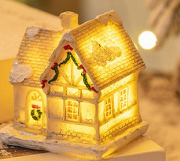 LED Light-Up Christmas Resin House Ornament