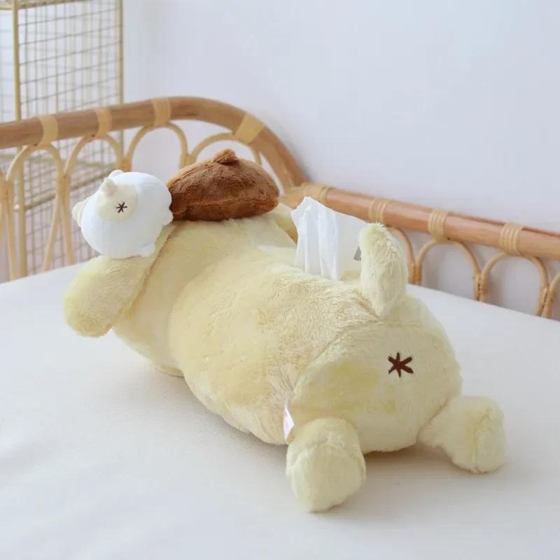 Cartoon PomPom Purin Cute Plush Doll Tissue Box Pillow Portable Paper Package Case Birthday Christmas Gifts