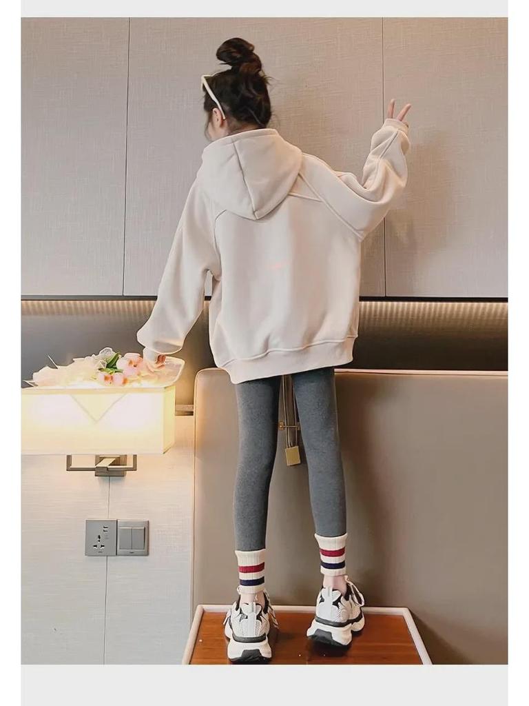 Girls' Gray Winter Leggings: Warm, Plus-Velvet, Thickened Tights for Autumn/Winter