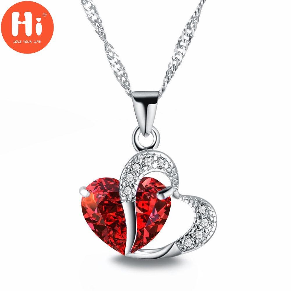 Hi Love Heart Romantic Love Colier nunta Colier cu pandantiv cu cristale pentru femei