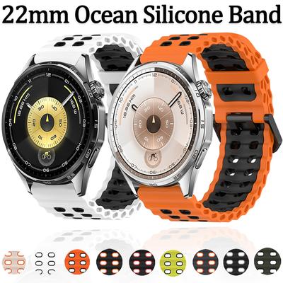 22mm Ocean Silicone Strap for Huawei Watch GT6 Pro/GT6/5/GT5 GT4 3 Pro 46mm Sport Wristband for Amazfit Balance 2/Bip 5/GTR Band