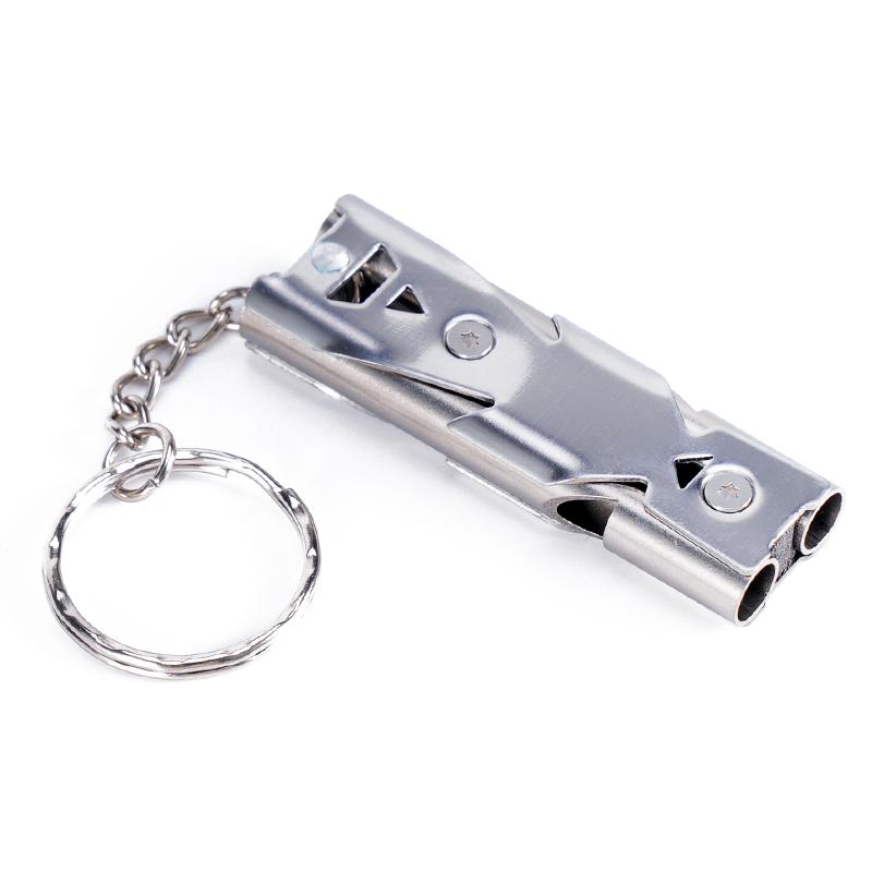 Aluminum Alloy Double Tube Whistle Universal Whistles Key Rings Birds Training Whistles Outdoor Hiking Camping Survival Whistle серебряный