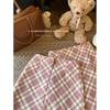 Academy Style Pink Plaid A-line Wool Skirt - Hip-Hugging for Spring & Autumn