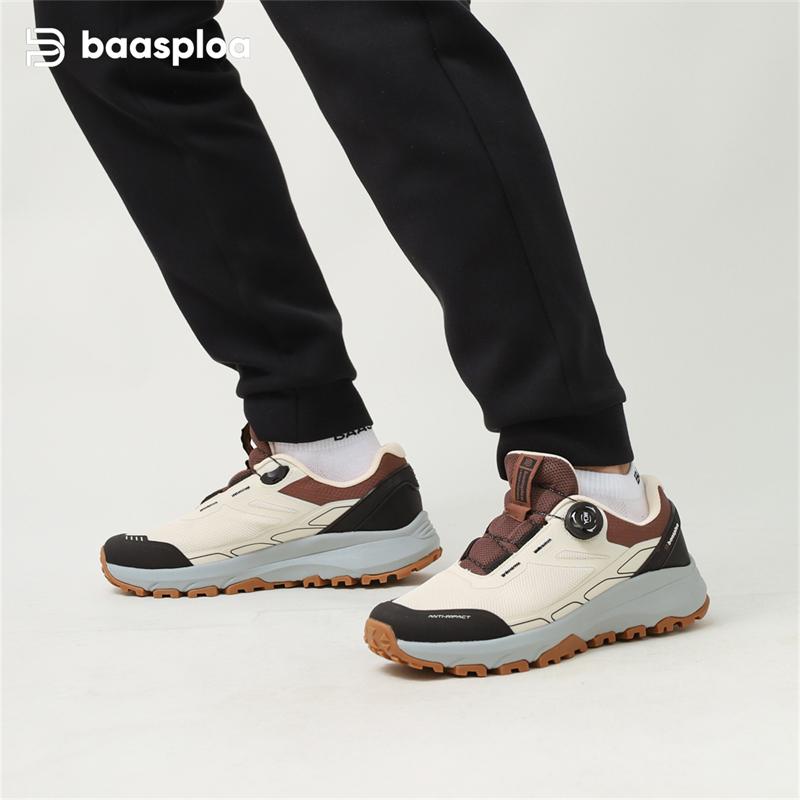 Baasploa Men Hiking Shoes Outdoor Climbing Mesh Breathable Travel Walking Shoes Male Non-Slip Wear Resistant Comfortable Sneaker