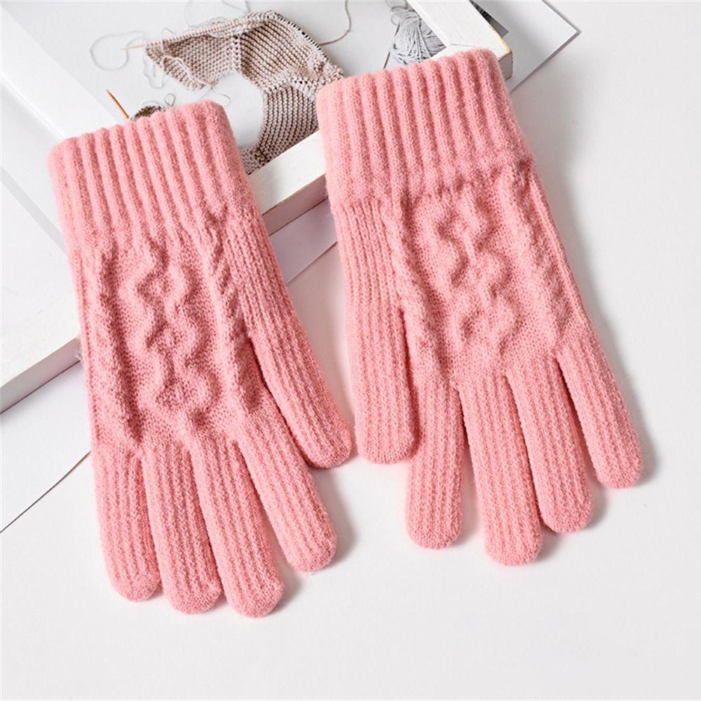 Touch Screen Warm Gloves Thicken All Finger Gloves Daily Knitted Mittens  for Autumn Winter