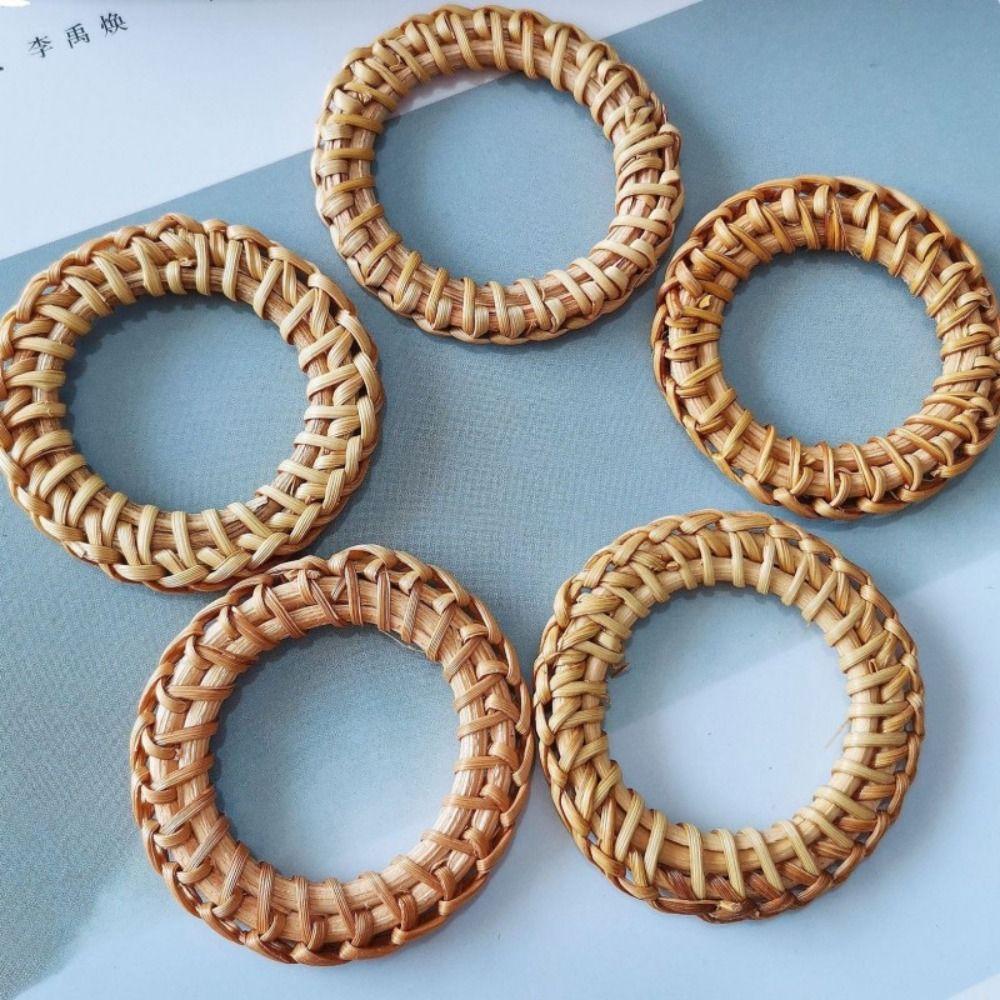 Boho Style Bohemian Rattan Napkin Rings Woven Texture Dinner Serviette Holder Tabletop Decor