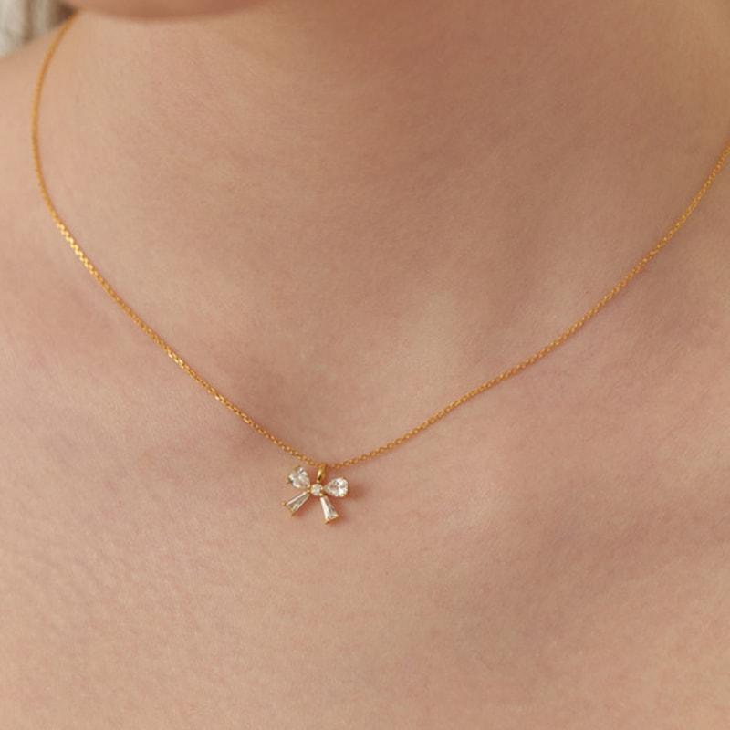 Tatiana (925 Silver) Lovely Bright Ribbon Necklace NZ2172