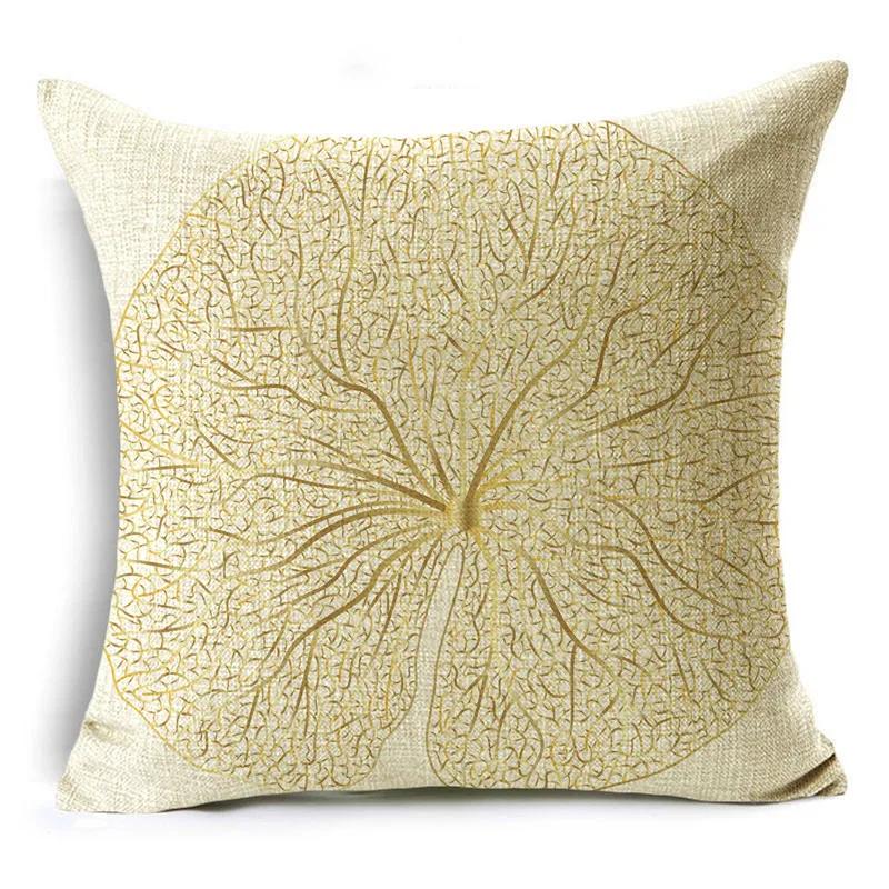 Nordic Style Golden Leaf Simple Bedside Cushion Cover Living Room Sofa Decoration Pillowcase 4040cm/4545cm/5050cm