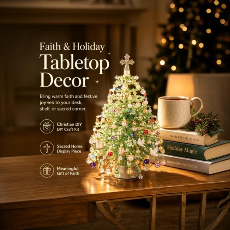 Diy Beaded Christmas Tree Kit – Crystal Bead Holiday Craft Set With Led Lights, Home Decor Gift For Adults & Kids