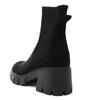 Gdgydh Wildleder-Damen-Chelsea-Stiefel mit Profilsohle, elastischen Sock Booties, zum Hineinschlüpfen, Winter-Plateauschuhe mit mittelhohem Absatz