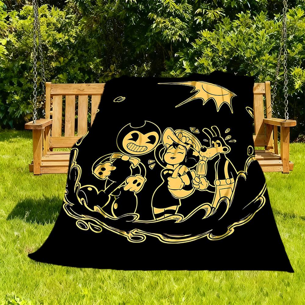 

1PC Bendy and the Ink Machine Outdoor Flannel Throw Blanket - HD Printed Lightweight Soft Warm All-Season Blanket for Sofa, Bed, Travel, Camping 029 130x150cm