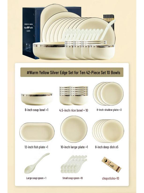 Kangmo Modern Silver Rim Dinnerware Set