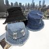 Summer Trendy Washed Broken Denim Bucket Hat Women Breathable Sunshade Best Matched Female Korean Style Beach Fisherman Cap Gift